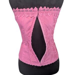 Frederick’s of Hollywood Pink Brocade Satin Lace-Up Corset Size 32 Barbiecore